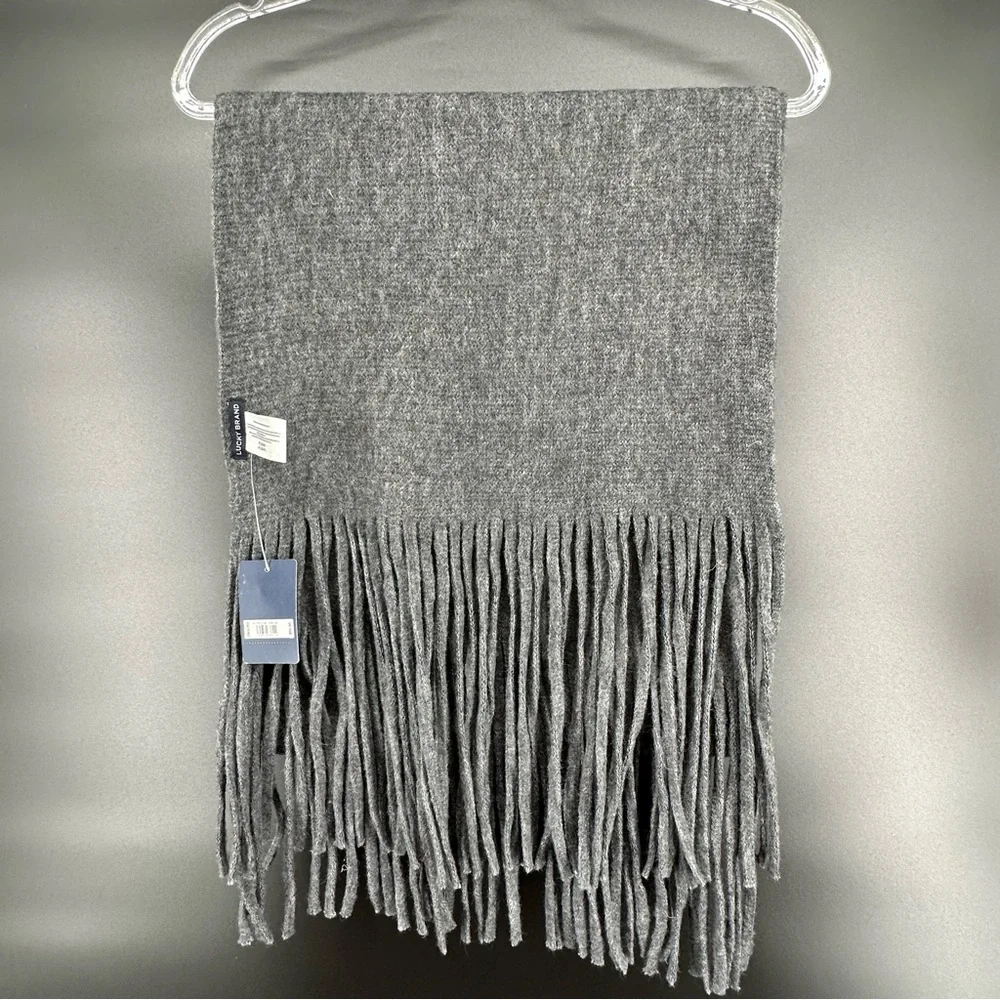 NWT Lucky Brand Gray Soft Brushed Scarf w/ Fringe